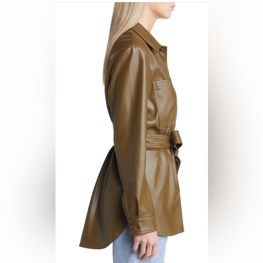 VERO MODA
Bella Faux Leather shirt olive green jacket /size M - Picture 3 of 6
